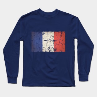 French Flag, Distressed Long Sleeve T-Shirt